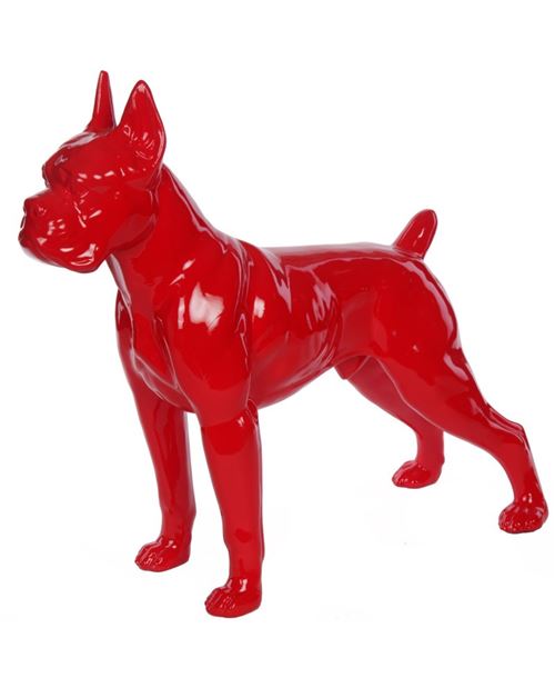 Statue en résine CHIEN boxer rouge - Arthur - 52 cm