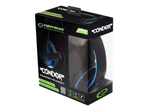 Esperanza EGH300B - Gaming - koptelefoon - over oor - met bekabeling - 3,5 mm-stekker - ruisisolatie - condor blue