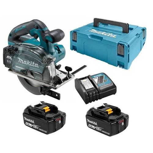 Scie Circulaire à Métaux 18 V Li-Ion 5 Ah Ø 136 Mm Makita - 2 Batteries 18V 5.0Ah - Chargeur - Macpak- Dcs552Rtj