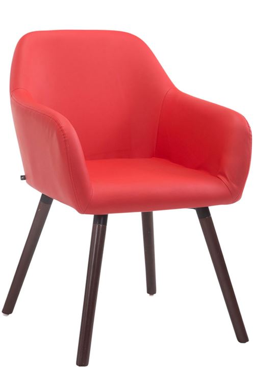 Chaise Visiteur Achat V2 similicuir , Rouge/Bois de chêne Noyer
