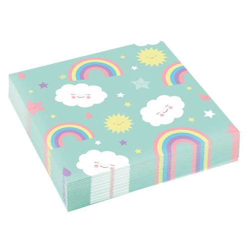 Amscan serviettes Rainbow & Cloudde table 33 x 33 cm papier 20 pièces