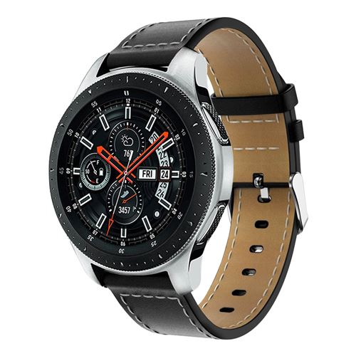 Avizar Noir Bracelet Samsung Galaxy Watch 46 Mm Cuir Véritable Lisse - Image 3