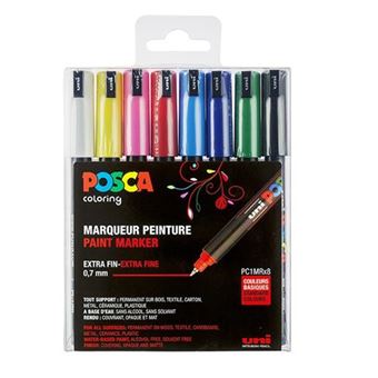 Set de 8 marqueurs à pointe calibrée extra-fine Posca Basic