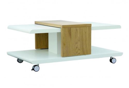 Table basse Joliet - 110 x 66 x 45 cm - Bois - Blanc 