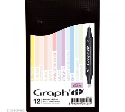 Set 12 Marqueurs à alcool Graph'it - Soft colors - Graph it