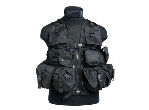 Gilet veste tactique noir multi poches et carquois intégré airsoft taille unique