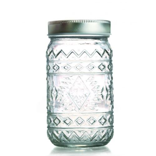 Bocal verre avec couvercle 50 cl - Ethnique