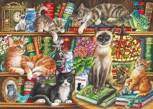 Puzzle 1000 Pièces : Chats dans la Bibliothèque, Gibsons