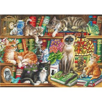 Puzzle 1000 Pieces Chats Dans La Bibliotheque Gibsons 1000 Pieces Achat Prix Fnac