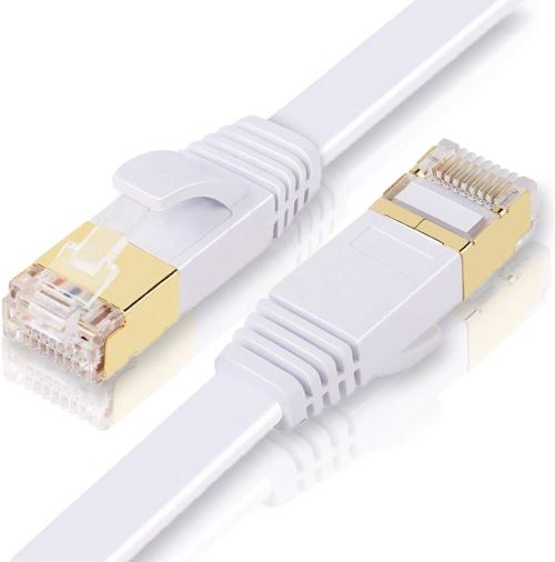 Vshop® Cable Plat Réseau De La Marque Vshop Catégorie 7 - Blanc 5 Mètres