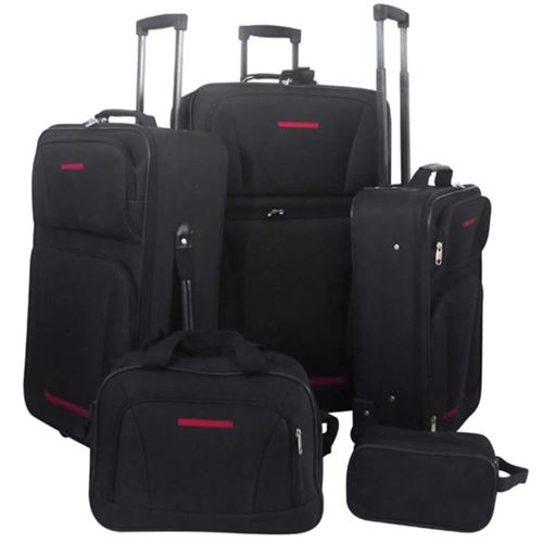 Set de valises noires 5 pi&egrave;ces