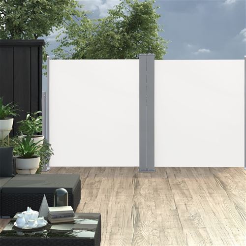 Auvent latéral double rétractable de patio 170x600 cm Crème