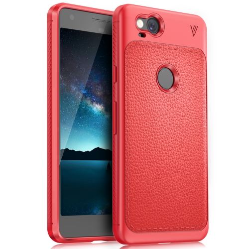Google Pixel 2 Housse Etui Cuir PU Texture Litchi Rouge ALS53088