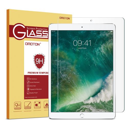 OMOTON iPad Pro 2017 12.9 Pouces Film Protection D'écran Verre Trempé,[Sans Bulles]Protecteur D'écran (Dureté 9H) Pour iPad Pro 1