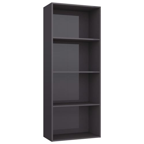 vidaXL Bibliothèque à 4 niveaux Gris brillant 60x30x151,5 cm Aggloméré