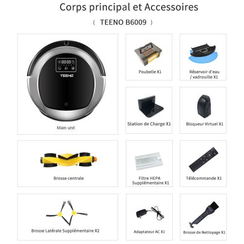 TEENO Aspirateur robot laveur WiFi Multifonction 3 en 1 TEENO Aspirateur robot laveur WiFi Multifonction 3 en 1