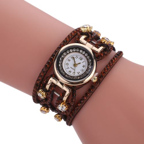 OHP Montre femme - Bracelet en cristal à quartz bracelet en strass pour femme - brun .