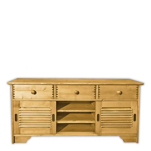 Meuble TV 2 Portes Coulissantes en Bois Massif - CHARME - 140 cm