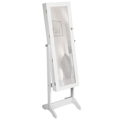 TecTake Armoire à bijoux avec miroir - blanc