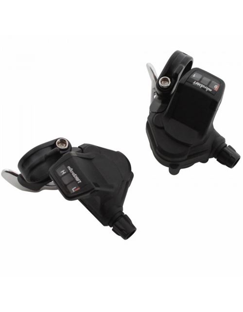 Manette route p2r pour cintre plat 9v. push-pull compatible shimano double-triple (paire)