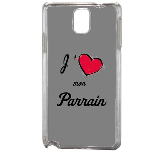 Coque J'aime Mon Parrain Gris Compatible Samsung Galaxy Note3 Transparent