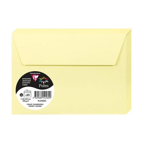 Clairefontaine Enveloppe 120g 114x162 Canari Pqt 20