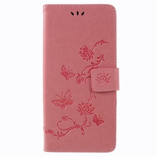 Etui en PU motif fleur papillon rose pour votre Samsung Galaxy Note 9