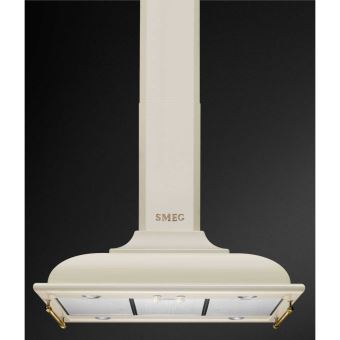 Smeg Cortina KCI19POE - Hotte - hotte îlot - largeur : 90 cm - profondeur : 68.2 cm - extraction et recirculation (avec kit de recirculation supplémentaire) - crème