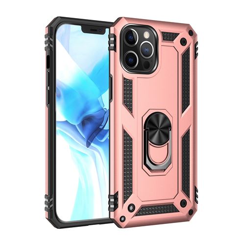 Housse de protection en TPU avec support de bague magnétique pour iPhone 12 Pro Max 6,7” - Rose