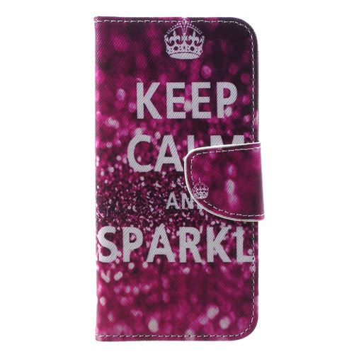 Etui en PU modèle citation garder le calme et l'éclat pour votre Huawei Y5 (2018)