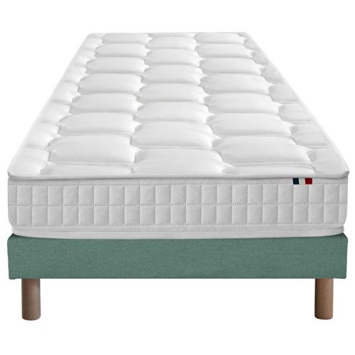 Ensemble matelas ressorts memoire forme sommier vert 90x190