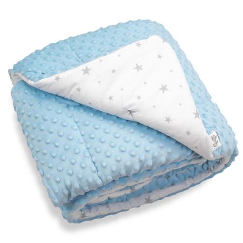 Sevira kids Couverture bébé coton et minky, STELLA Bleu 95 x 70 cm