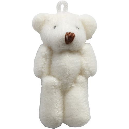Creotime porte-clés ourson 4 x 2,5 cm peluche blanche 6 pièces