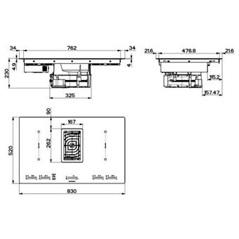 Roblin Virtuose - Table de cuisson à induction - 4 plaques de cuisson - largeur : 83 cm - profondeur : 52 cm - noir avec échappement par aspiration descendante (extraction et recirculation avec kit de recirculation supplémentaire)