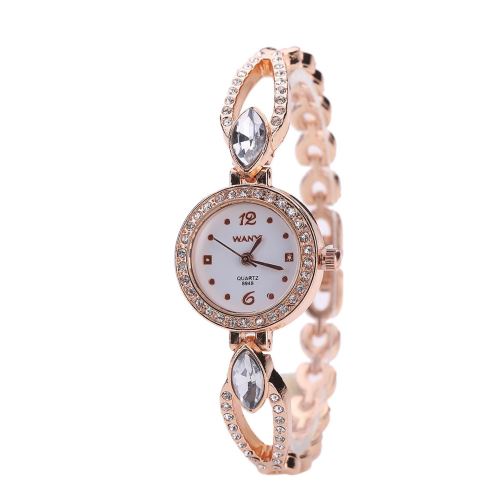 Montre Femme Bracelet Quartz Rhinestone Inox #28 Rose doré