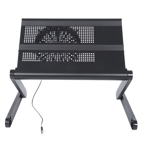 Support d'ordinateur avec plateau pour ordinateur de bureau pliable Plateau de bureau avec ventilateur de radiateur (Noir)