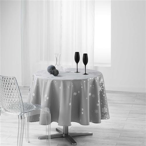 Nappe ronde (0) 180 cm polyester imprime argent constellation Gris