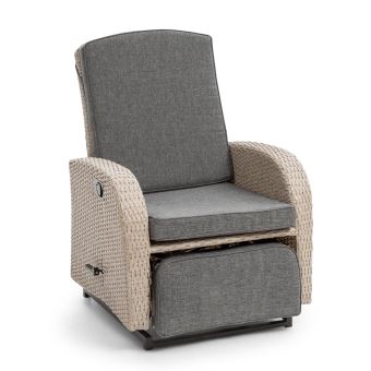 Blumfeldt Comfort Siesta Luxury Fauteuil De Jardin Inclinable Avec Repose Pied Résine Tréssée Gris Clair