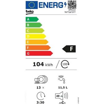 Beko DFN113 - Lave-vaisselle - hauteur : 85 cm - blanc