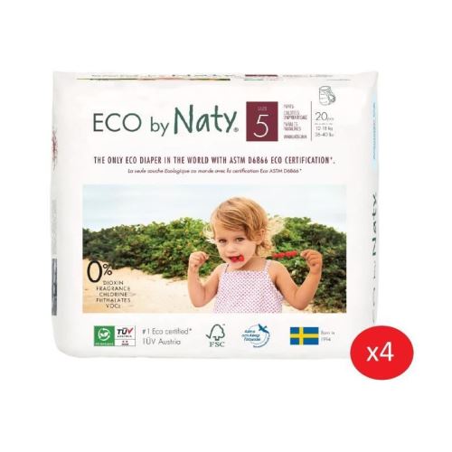 NATY - Lot de 4 paquets de Culottes d'apprentissage Taille 5 Junior 12-18 kg 20 pcs