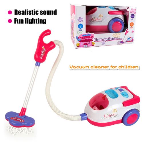 Aspirateur pour les enfants Rôle Hoover Fun réaliste Toy rose avec son jeu de lumière Pealer8673