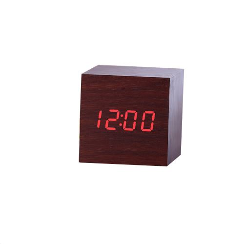 Nouveau Led Numérique en Bois Moderne en Bois Bureau Réveil Thermomètre Calendrier Minuterie Café PL210