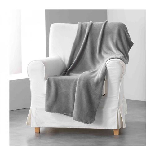 Plaid couvre lit uni Louna Béton 180x220