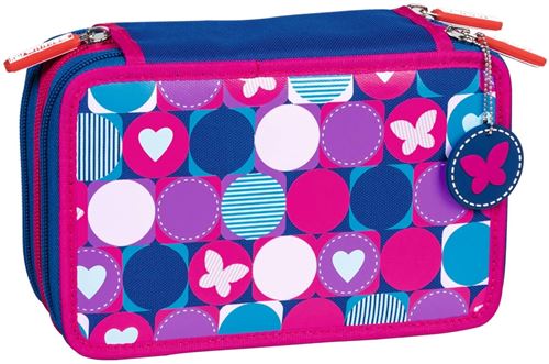 Brunnen porte-crayon Stippen3-pochettes 19,5 cm rose/bleu 34 pièces
