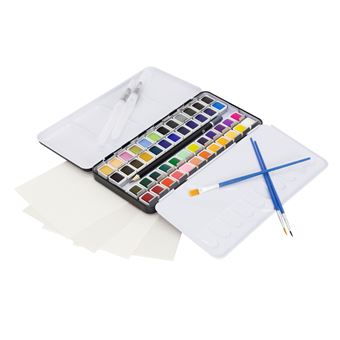 Kit Artiste Complet Set Aquarelle 100 Couleurs - Boîte Métal Avec Pinceaux - Pour Débutants Et Pros - Idée Cadeau Tavada Peinture Aquarelle