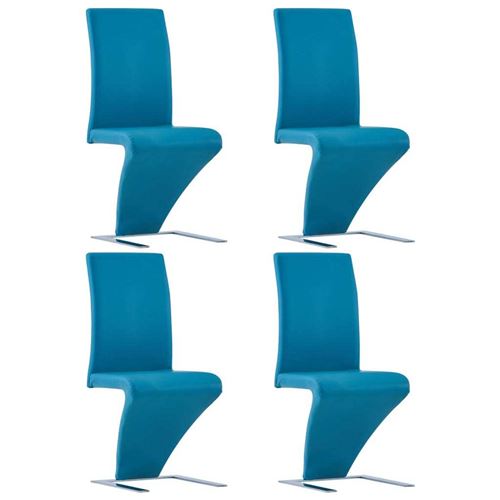 vidaXL Chaises à dîner avec forme de zigzag 4 pcs Bleu Similicuir