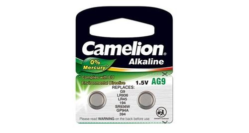 Pack de 2 piles camelion alcaline ag9/lr45/lr936/394 0% mercury/hg
