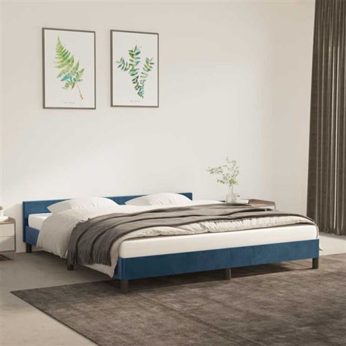 vidaXL Cadre de lit avec tête de lit Bleu foncé 160x200 cm Velours