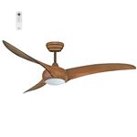 Fanelite - Ventilateur de plafond 132 cm imitation bois MAFATE - Moteur DC 38W - LED 20W dimmable 3 couleurs - Wifi - Contrôles vocaux - Silencieux
