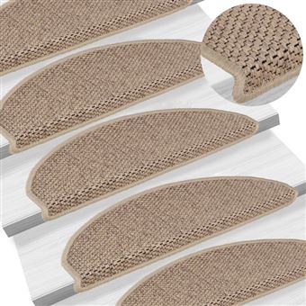 Tapis d escalier autocollants 15 pcs 65x21x4 cm Sable - 1
